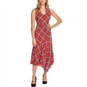 Vince Camuto Red Checkered Midi Dress
